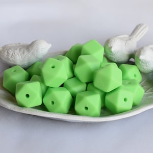 17mm Light Green Hexagon Silicone Beads | 5 or 10 Beads | Chewelry | Sensory | Fidget | Toy | STIM | Chewlery |  ADHD
