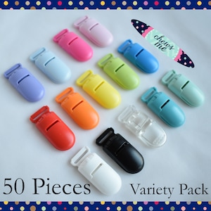 BULK 50 Piece kam plastic pacifier clip | binky holder | fastener | diaper bag | mitten | suspender | Sensory | Toy | Fidget | Ribbon | Paci