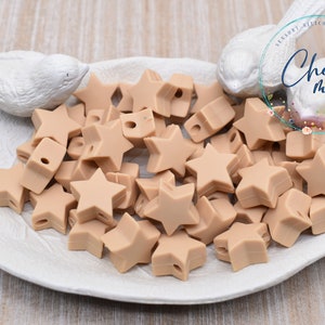 Mini star silicone bead | Espresso | 15mm | 5  or 10 piece | spacer | Focal | Sensory | STIM | Fidget | Lanyard | Keychain Bead | Wood Color
