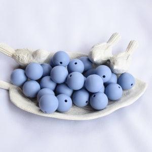 12mm Pigeon Blue Round Silicone Beads | 5 or 10 Beads | Chewelry | Sensory | Fidget | Toy | STIM | Chewlery |  ADHD