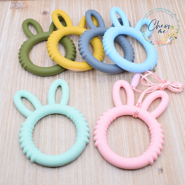 Bunny Ring Silicone Necklace | Anxiety Stress Relief | Stim Toy | Sensory | Fidget | Autism | ADHD | Pacifier