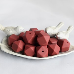 17mm Burgundy Hexagon Silicone Beads | 5 or 10 Beads | Chewelry | Sensory | Fidget | Toy | STIM | Chewlery |  ADHD