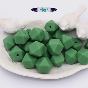 17mm Pine Green Hexagon Silicone Beads | 5 or 10 Beads | Chewelry | Sensory | Fidget | Toy | STIM | Chewlery |  ADHD