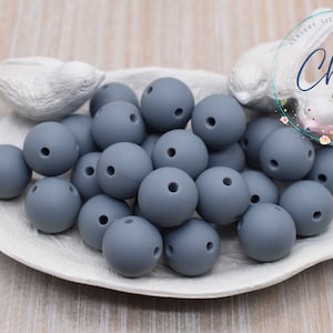 4 Hole 15mm Dim Gray Round Silicone Bead | 5 or 10 Beads | Chewelry | Sensory | Fidget | Toy | STIM | Chewlery |  ADHD