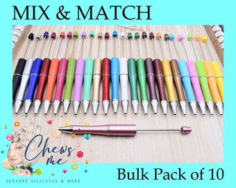 Bulk Beadable Plastic Pens | 10 Pieces | Mix & Match