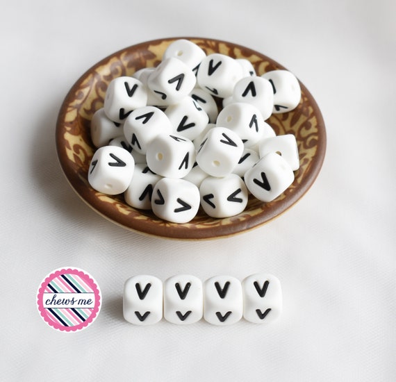 12mm white letter I silicone bead DIY Stim Toy Fidget capital letter cube silicone bead Sensory square dice