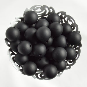 15mm Black Round Silicone Beads | 5 or 10 Beads | Chewelry | Sensory | Fidget | Toy | STIM | Chewlery | Autism | ADHD