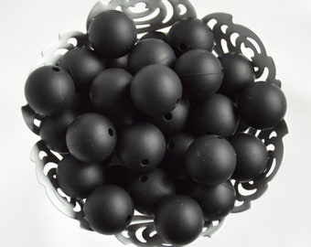 15mm Black Round Silicone Beads | 5 or 10 Beads | Chewelry | Sensory | Fidget | Toy | STIM | Chewlery |  ADHD