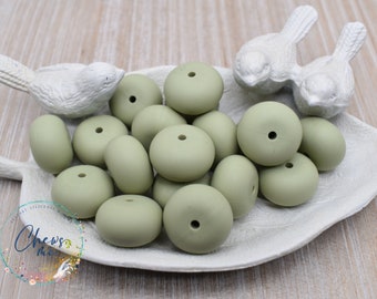 Large Sage Green Abacus Silicone Beads | 19mm | 5 or 10 Beads