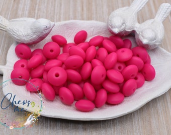 Lentil Ruby Pink Silicone Bead | 10 Beads | 12mm