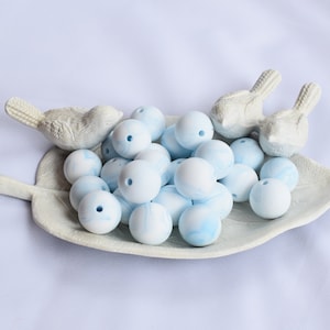 15mm Blue Marble Round Silicone Beads | 5 or 10 Beads | Chewelry | Sensory | Fidget | Toy | STIM | Chewlery |  ADHD