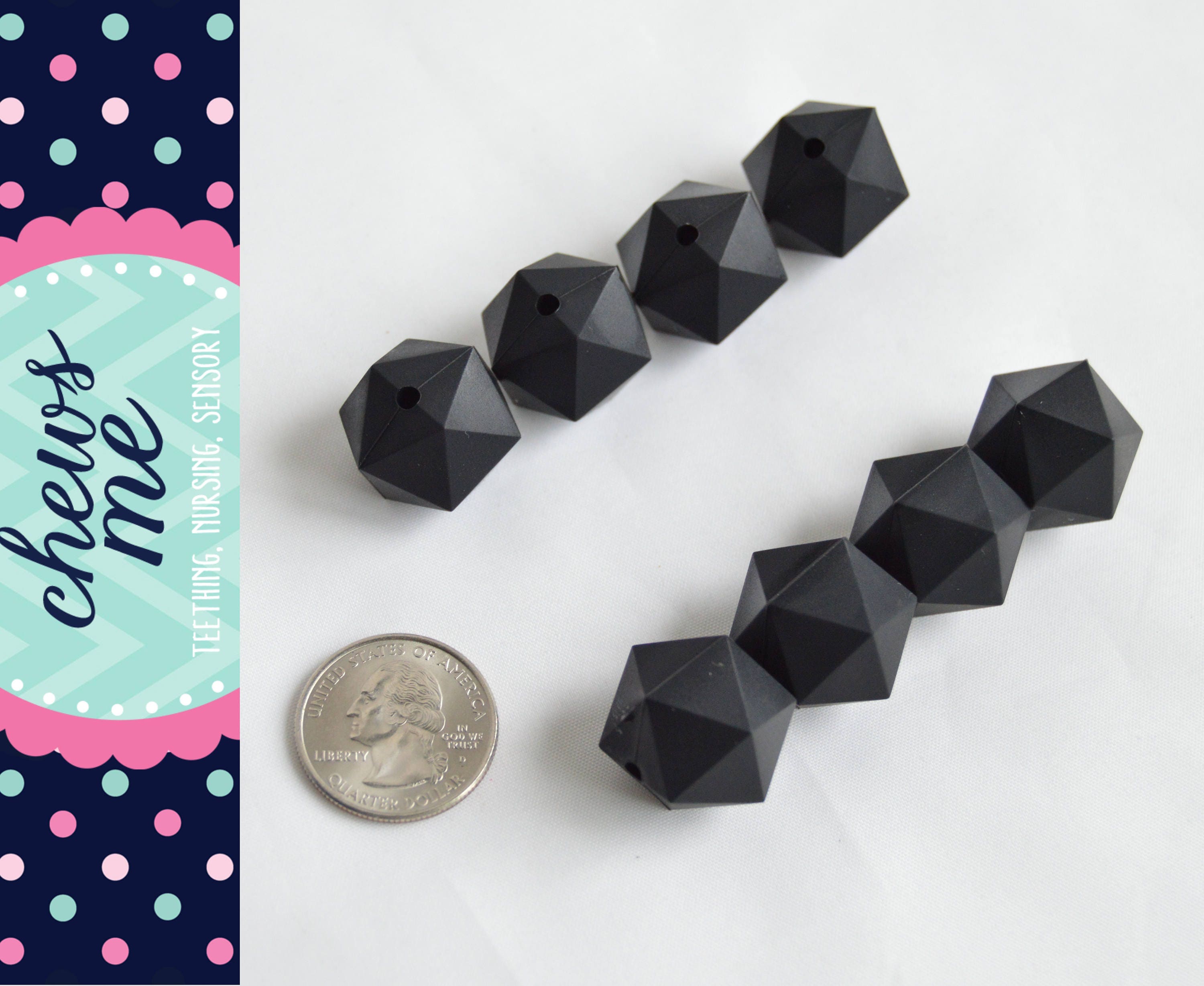 15mm Black Round Silicone Beads