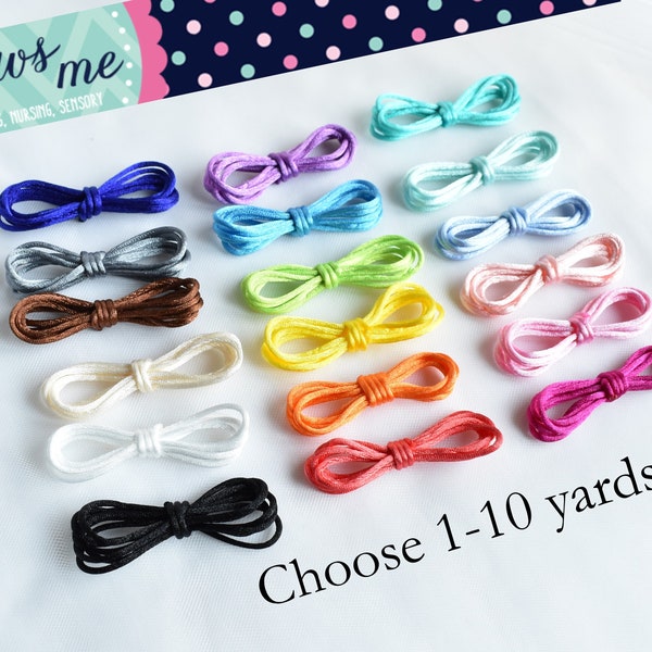 1.5mm satin nylon cord | Variety Pack | satin | 1-10 yards | silicone beading | rattail |  bugtail | necklace | bracelet | kumihimo macrame