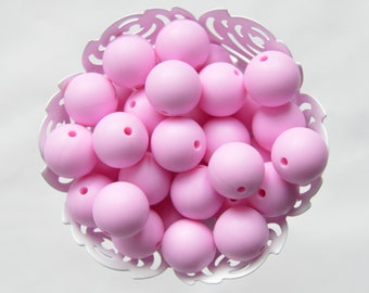 Cuentas redondas de silicona rosa ballet de 9 mm, 10 cuentas, masticables, sensoriales, antiestrés, juguetes para estimular el movimiento, masticables, TDAH