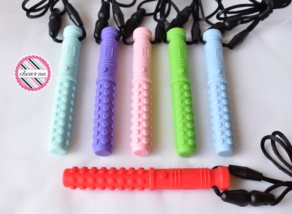 Pink silicone chewing pendant for anxiety relief, autism Color White