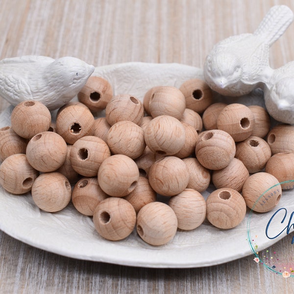 12mm Natural Beech Wood Round bead | Wooden Beads | Unfinished Natural Wood Bead