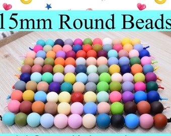 15mm Round Silicone Solid Color Guide | Color Sample | 118 Pieces | One of each Solid Color | Mixed Lot | Variety Pack