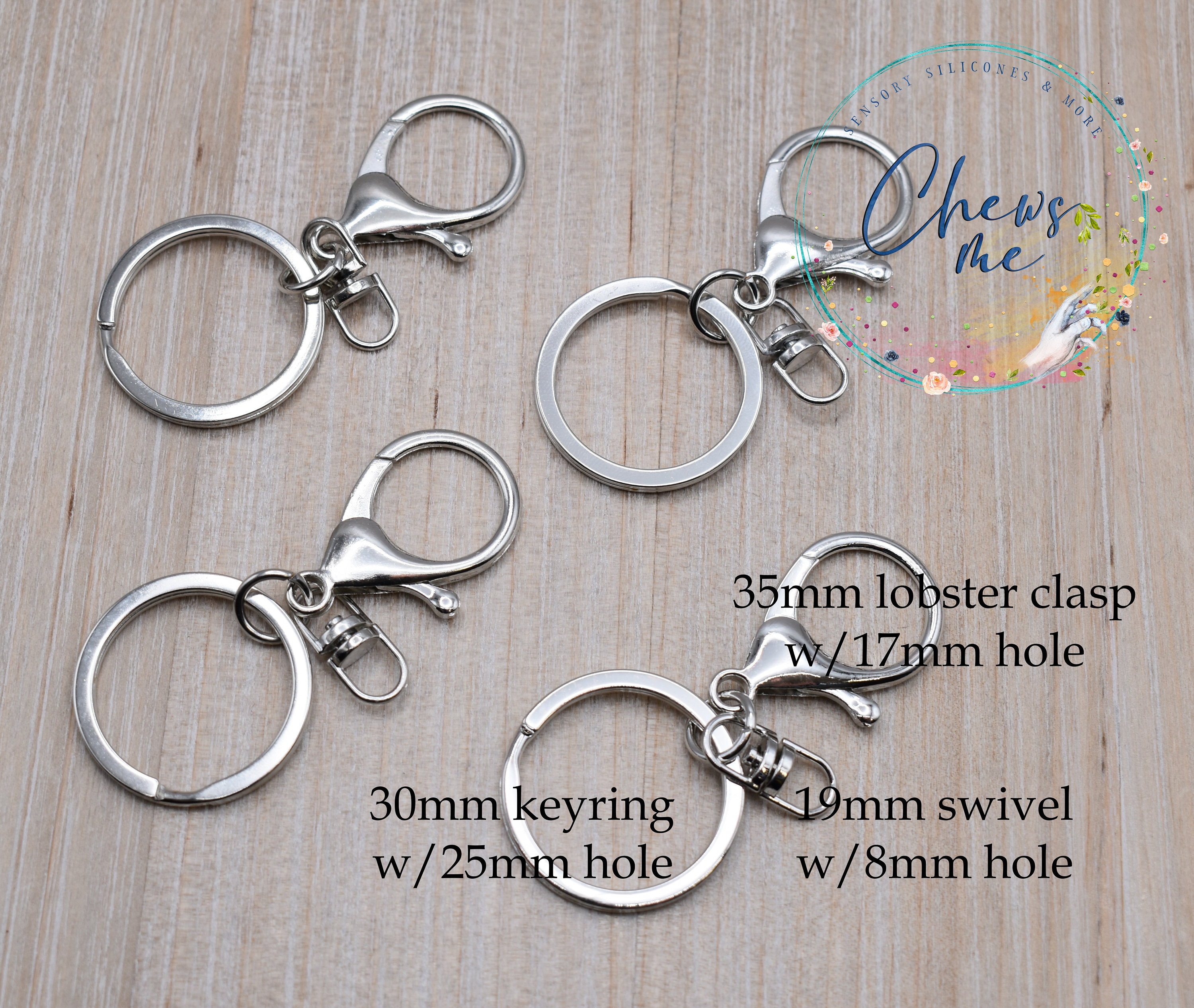 Silver Tone Split Keyring Clasps Silver Keychains, Pick Your Amount H497