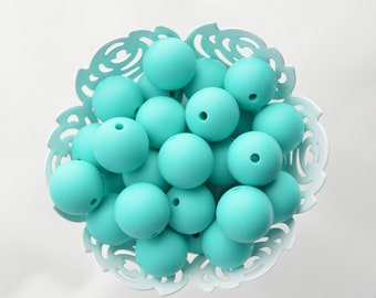 9mm Turquoise Blue Round Spacer Silicone Beads | 10 Pieces