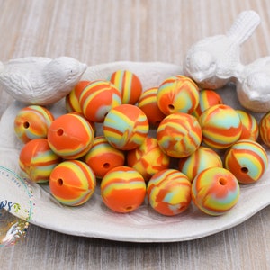 12mm Orange Sherbet Round Silicone Beads | 5 or 10 Beads | Chewelry | Sensory | Fidget | Toy | STIM | Chewlery |  ADHD