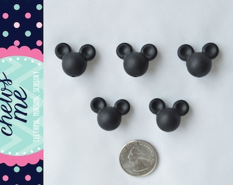 Mickey Mouse Silicone Bead | Black | 15mm | Sensory | STIM | Fidget | Cookie Scribe | Lanyard | Keychain | Pacifier | Food Grade Bead