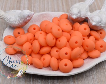 Lentil Nectarine Orange Silicone Bead | 10 Beads | 12mm