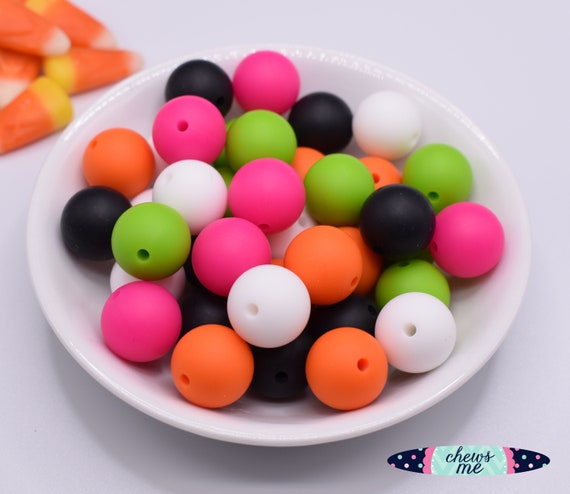 12mm Round Silicone Bead Kit HOT PINK HALLOWEEN Mix 5 or 10 Piece Sensory  Stim Fidget Scribe Lanyard Keychain Pacifier 