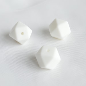 17mm White Hexagon Silicone Beads | 5 or 10 Beads | Chewelry | Sensory | Fidget | Toy | STIM | Chewlery |  ADHD