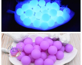 Glow In the Dark Purple 15mm round silicone bead | 10 Piece Focal Sensory Beads
