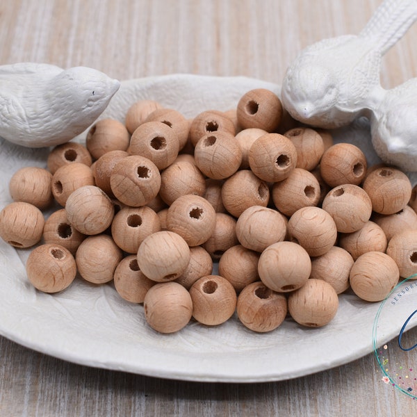 10mm Natural Beech Wood Round bead | Wooden Beads | Unfinished Natural Wood Bead