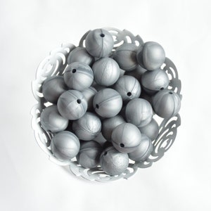 12mm Silver Round Silicone Beads | 5 or 10 Beads | Chewelry | Sensory | Fidget | Toy | STIM | Chewlery |  ADHD