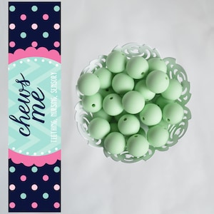 14.5mm Mint Green Round Silicone Beads | 5 or 10 Beads | Chewelry | Sensory | Fidget | Toy | STIM | Chewlery |  ADHD