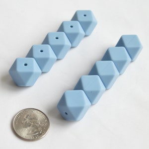 17mm Powder Blue Hexagon Silicone Beads | 5 or 10 Beads | Chewelry | Sensory | Fidget | Toy | STIM | Chewlery |  ADHD