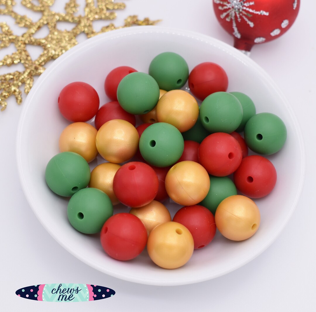 15mm CHRISTMAS TREE MIX Round Silicone Bead 5 or 10 Piece Etsy