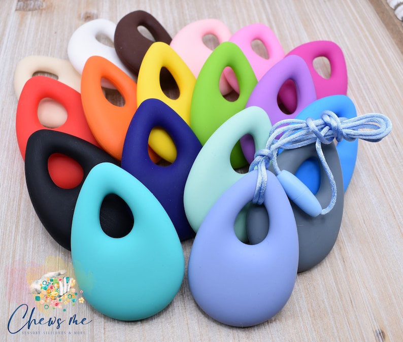 Tear Drop Silicone Necklace Pendant Raindrop Sensory Anxiety Stress Relief Stim Fidget Pacifier Lanyard image 1