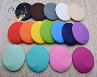 Large flat disc silicone beads | round with oval bead | 50mm | Chunky | Sensory | STIM | Fidget | Lanyard | Keychain | Pacifier