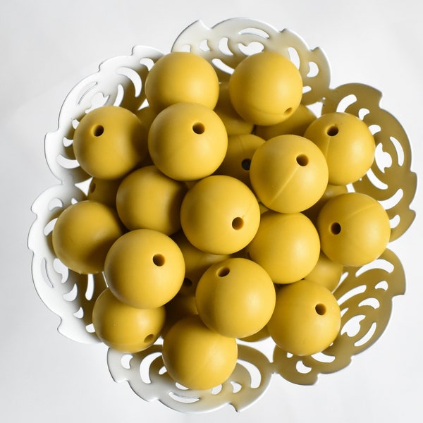 15mm Corn Yellow Round Silicone Beads | 5 or 10 Beads | Chewelry | Sensory | Fidget | Toy | STIM | Chewlery | Autism | ADHD