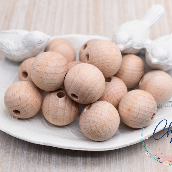 20mm Natural Beech Wood Round bead | Wooden Beads | Unfinished Natural Wood Bead