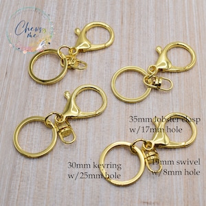 Bulk Gold Lobster Clasp | Keyring | 10 Pieces | Swivel | Key chain | Split Ring | DIY Wristlet | Key ring