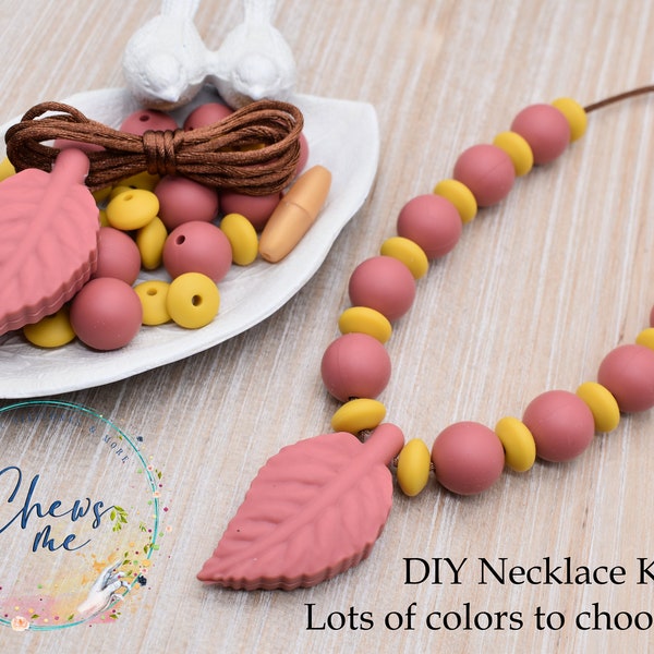 Leaf DIY Silicone Necklace Kit | Feather Shape| Sensory  | Fidget | Toy | STIM | ADHD | Autism