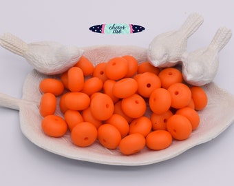 Abacus Orange Spacer Silicone Beads | 5 or 10 Beads | 14mm