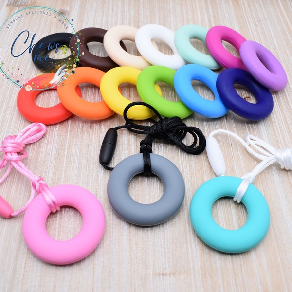 Donut ring silicone necklace | charm | Sensory | Anxiety Stress Relief | Stim Toy | Fidget | Pacifier | Lanyard | Autism | ADHD