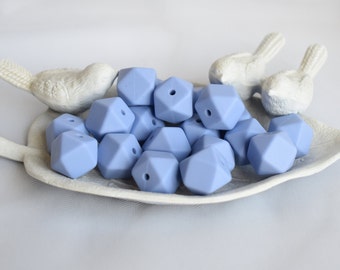 14mm Periwinkle Blue Mini Hexagon Silicone Beads | 5 or 10 Beads | Chewelry | Sensory | Fidget | Toy | STIM | Chewlery | Autism | ADHD