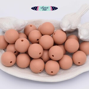15mm Dusty Coral Round Silicone Beads | 5 or 10 Beads | Chewelry | Sensory | Fidget | Toy | STIM | Chewlery |  ADHD
