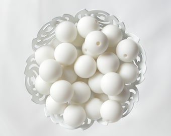 12mm White Round Silicone Beads | 10 Pieces