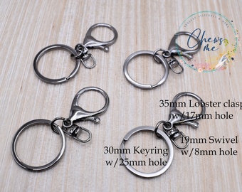 Gunmetal Black Lobster Clasp | Keyring | Swivel | Key chain | Split Ring | DIY Wristlet | Key ring | 5 Pieces