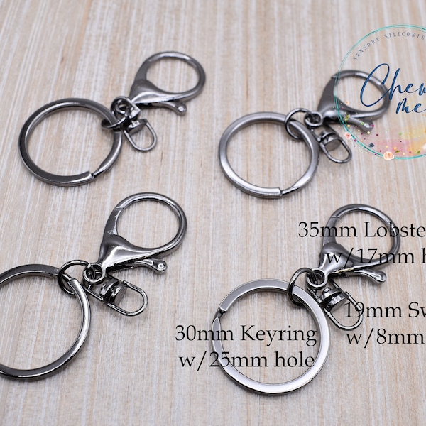 Gunmetal Black Lobster Clasp | Keyring | Swivel | Key chain | Split Ring | DIY Wristlet | Key ring | 1-5 Pieces | Dark Silver