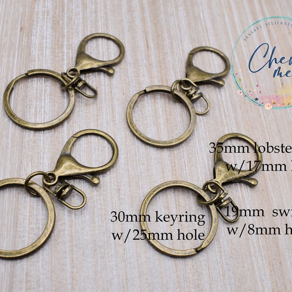 Antique Brass Lobster Clasp | Keyring | Swivel | Key chain | Split Ring | DIY Wristlet | Key ring | Antique Aged Brass | 1-5 Pieces