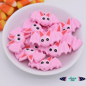 Bat silicone bead | Pink | Halloween bat bead | Bat shape bead | Sensory | STIM | Fidget | Scribe | Teacher | Lanyard | Keychain | Pacifier