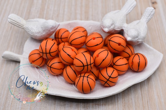 15mm Basketball Silicone Beads 2 10 Beads Focal Bead Chewelry